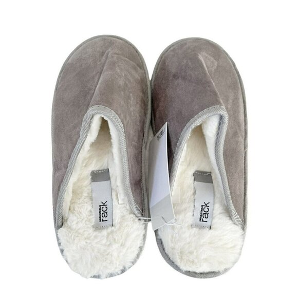 Nordstrom Rack Womens Sz M Gray Scuff Slide Faux Suede Slippers NWT - Picture 2 of 8